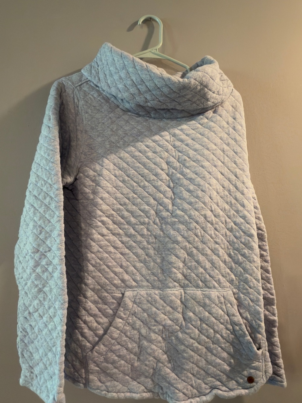 Orvis Quilted Cowl Neck Pullover - Light Gray